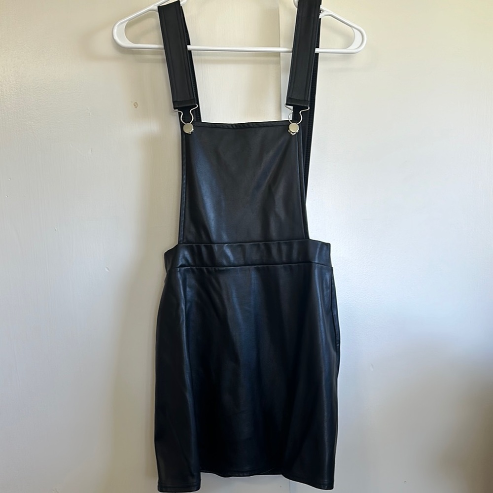 Black Milk Vegan Leather overall dress XS